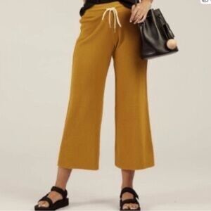 Mate Organic Thermal Wide Leg Pant pull on style in turmeric size large